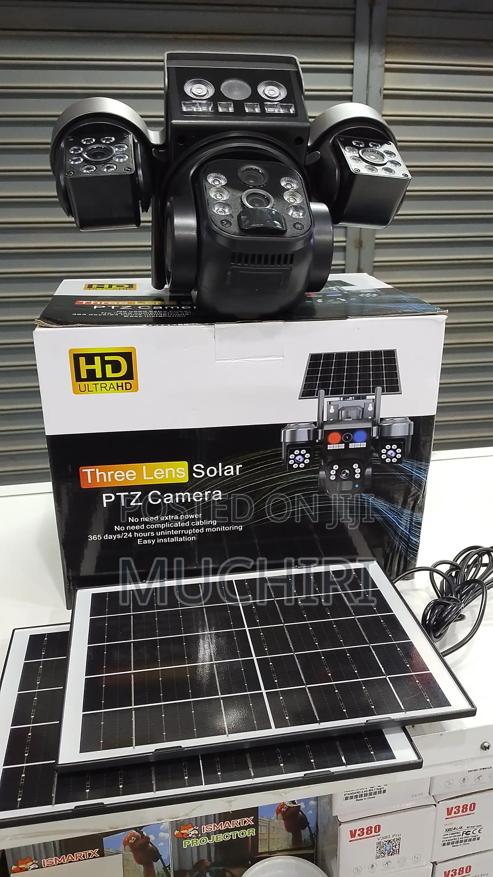 Outdoor CCTV Camera Triple Lens With Triple Screen View ,4g Simcard.