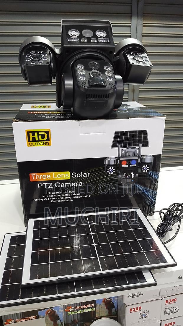 Outdoor CCTV Camera Triple Lens With Triple Screen View ,4g Simcard.