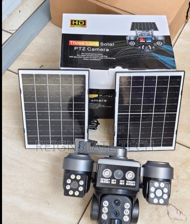 V380 4g Triple Lens 3 Lens Dual Panels With 15x Zoom Solar Camera