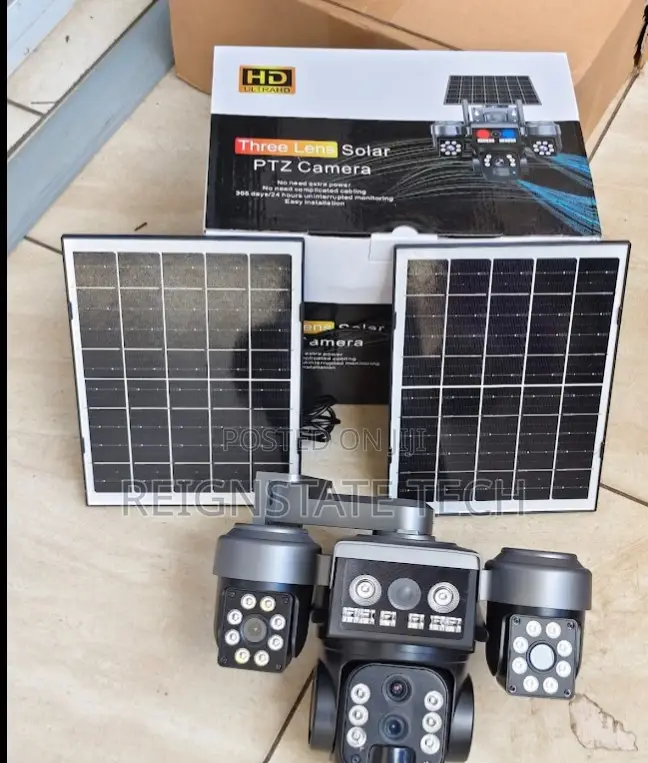 V380 4g Triple Lens 3 Lens Dual Panels With 15x Zoom Solar Camera