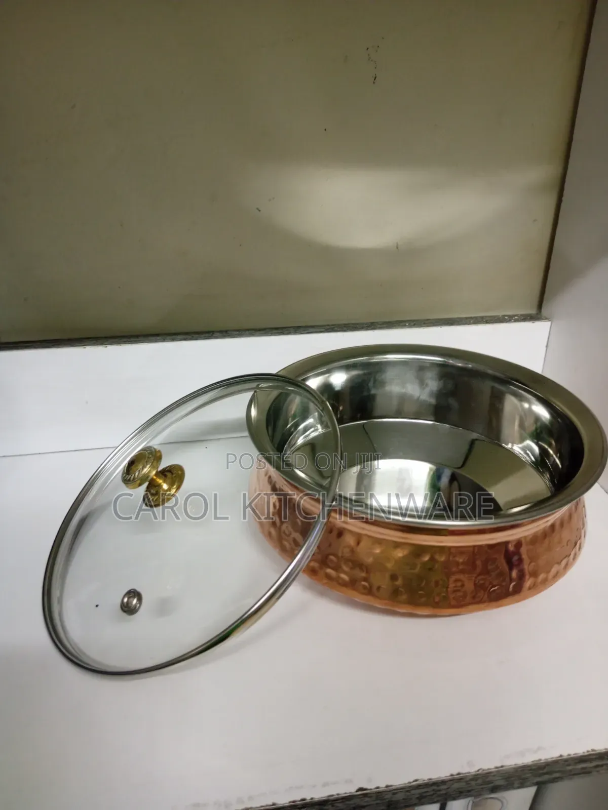 2.2 LTR Copper Handi With Glass Lid