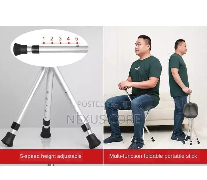 2 in 1 Elderly Walking Stick Cum Stool