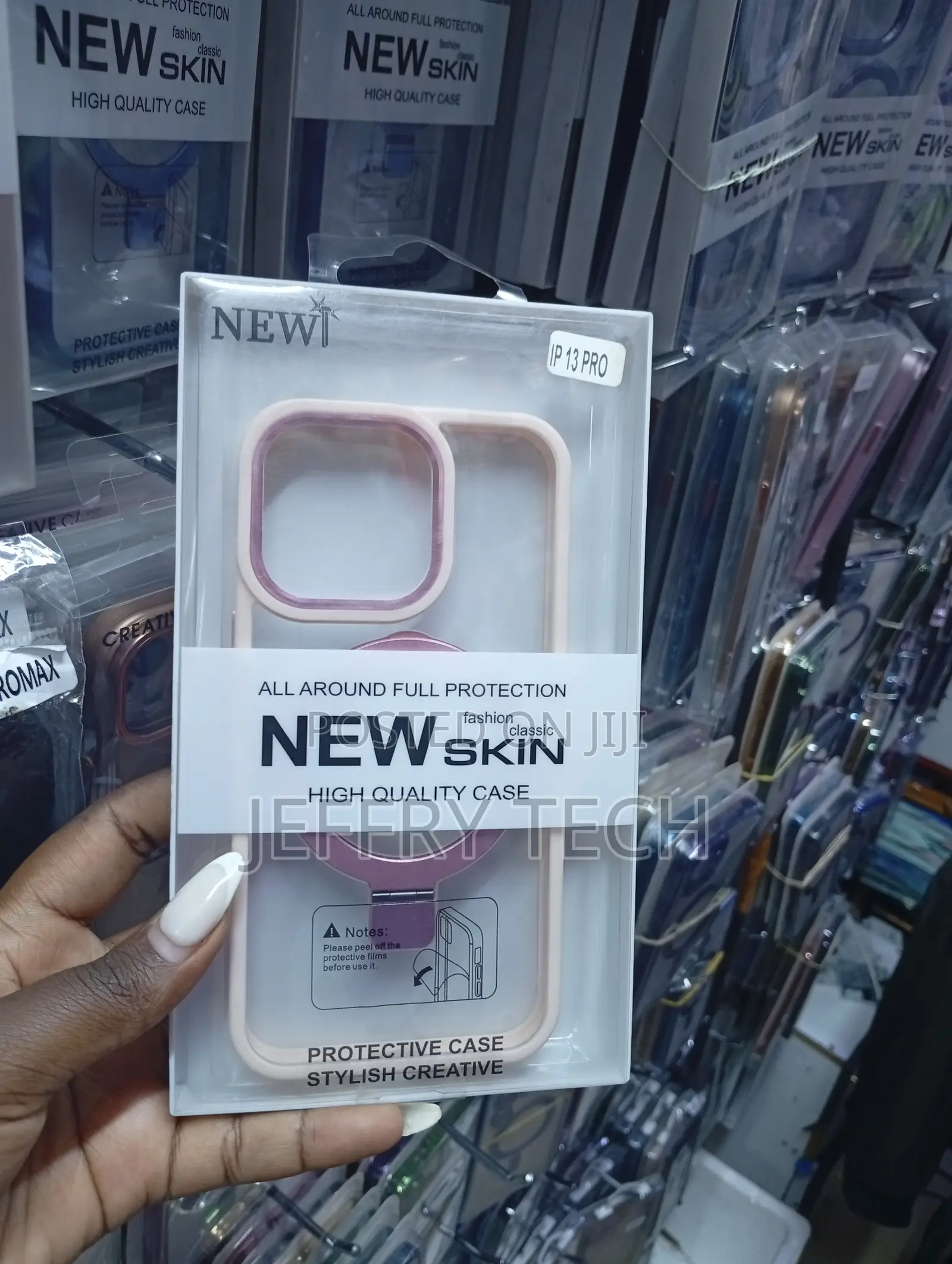 Pink New Skin Protective Case for the iPhone 13 Pro.