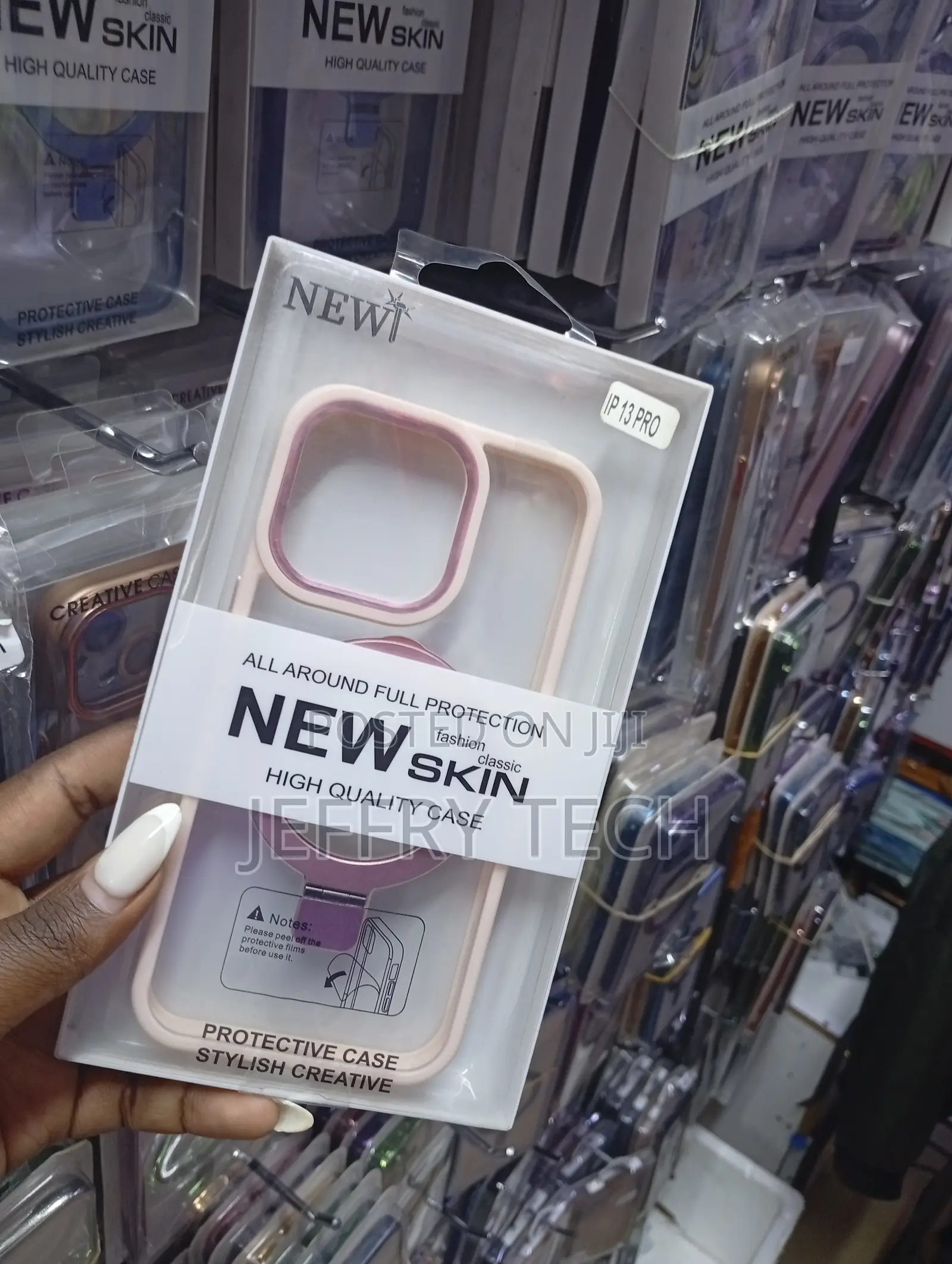 Pink New Skin Protective Case for the iPhone 13 Pro.
