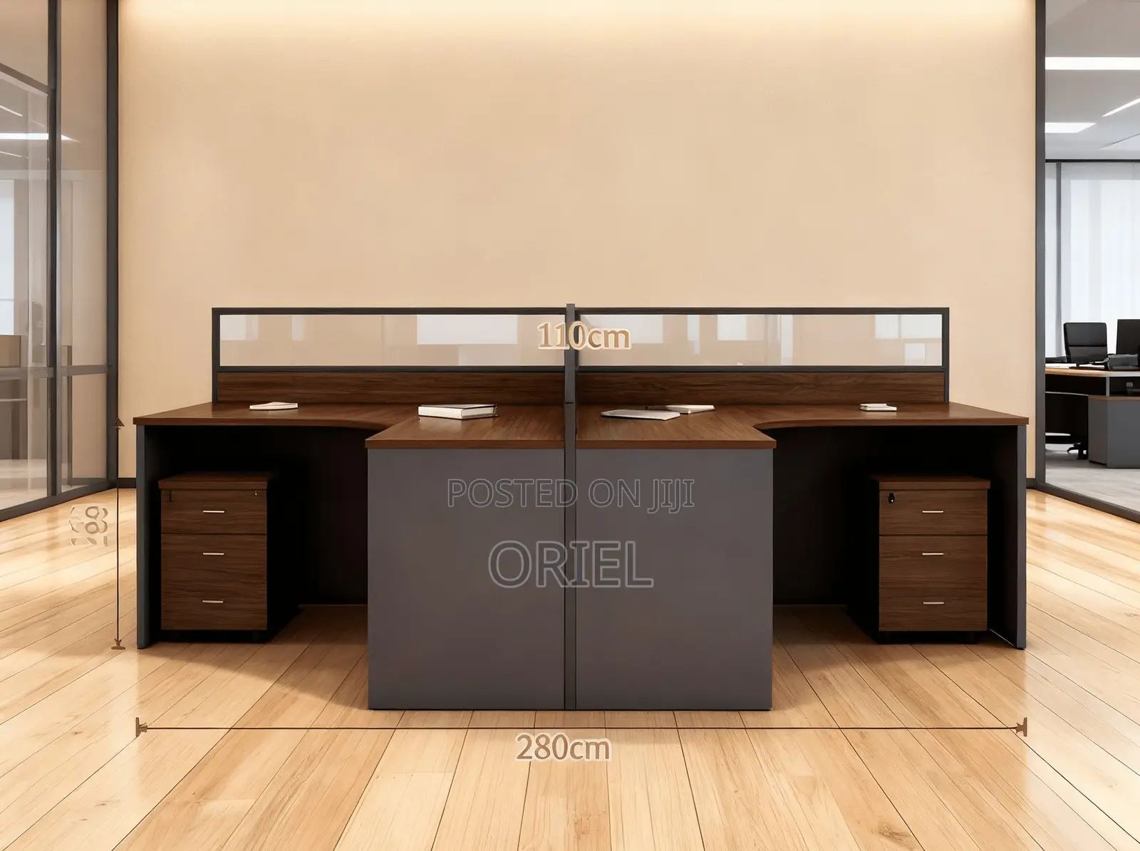 Office Workstation : Executive 4-Way Curved Office Workstation