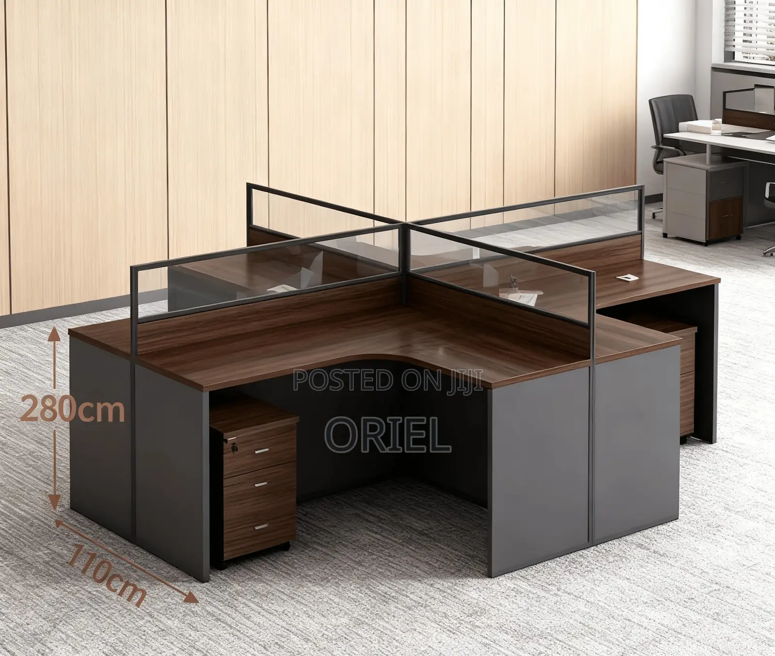 Office Workstation : Executive 4-Way Curved Office Workstation