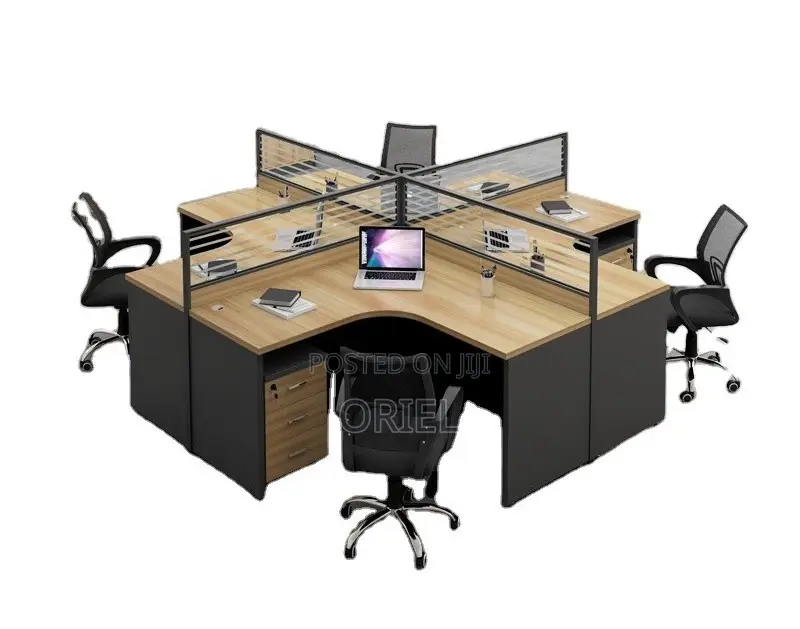 Office Workstation : Executive 4-Way Curved Office Workstation