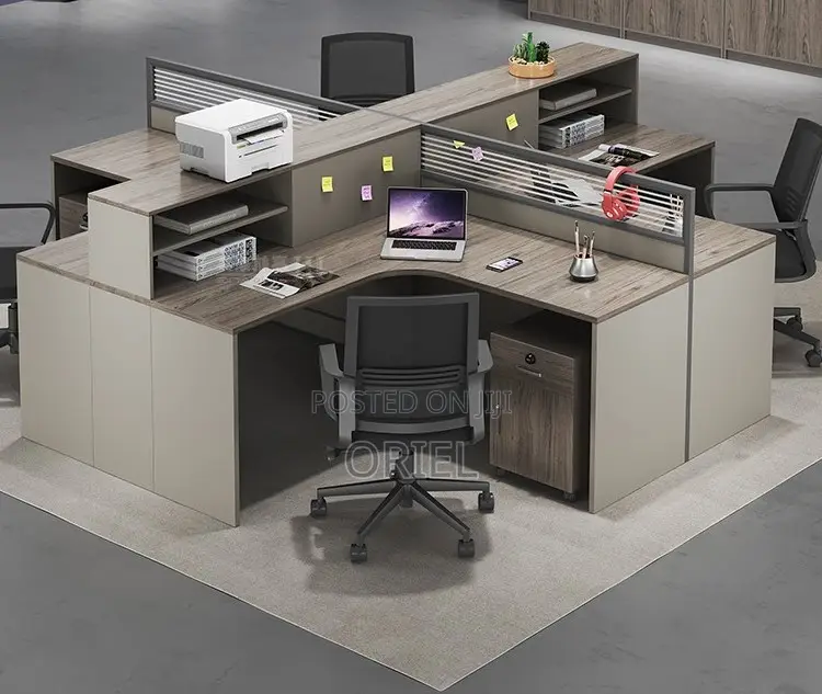 Office Workstation : Executive 4-Way Curved Office Workstation