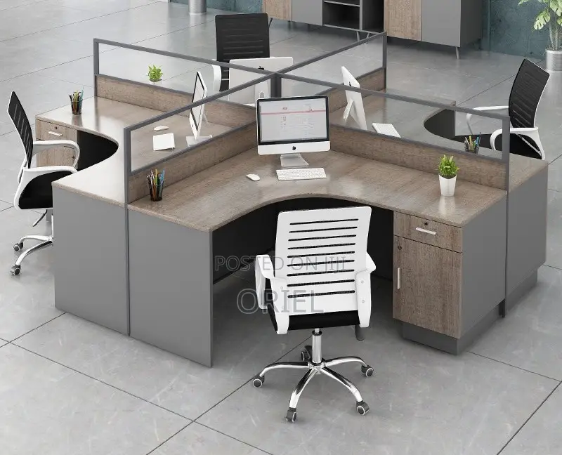 Office Workstation : Executive 4-Way Curved Office Workstation