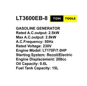 Lt3600eb-8 2.8kw Low Noise Petrol Generator With Avr