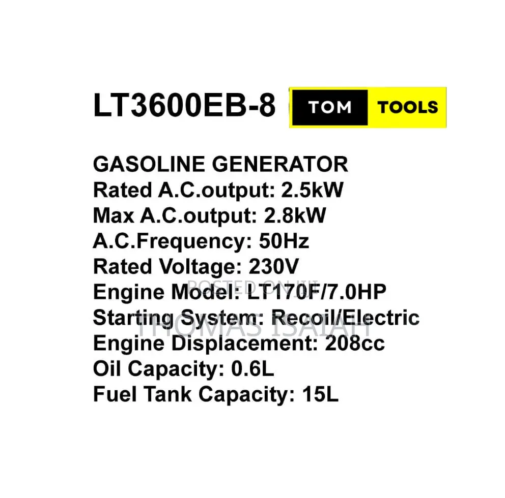 Lt3600eb-8 2.8kw Low Noise Petrol Generator With Avr