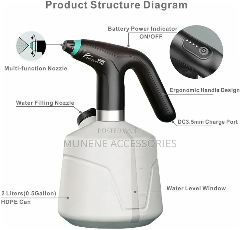2l Electric Plant Garden Spray Sprayer Water Can Rechargeable Knapsack