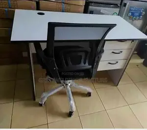 1.2m Office Desk Paired With a Breathable Black Mesh Office Chair PJN
