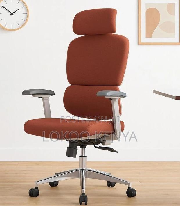 Office Chair; Swivel Orange High Back Orthopedic Office Chair