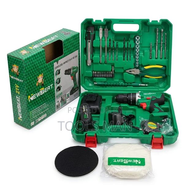 Newbeat 21v Cordless Impact Drill Set - 2 Batteries + Full Toolkit.