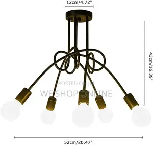 5 Way Swirl Arm Ceiling Light