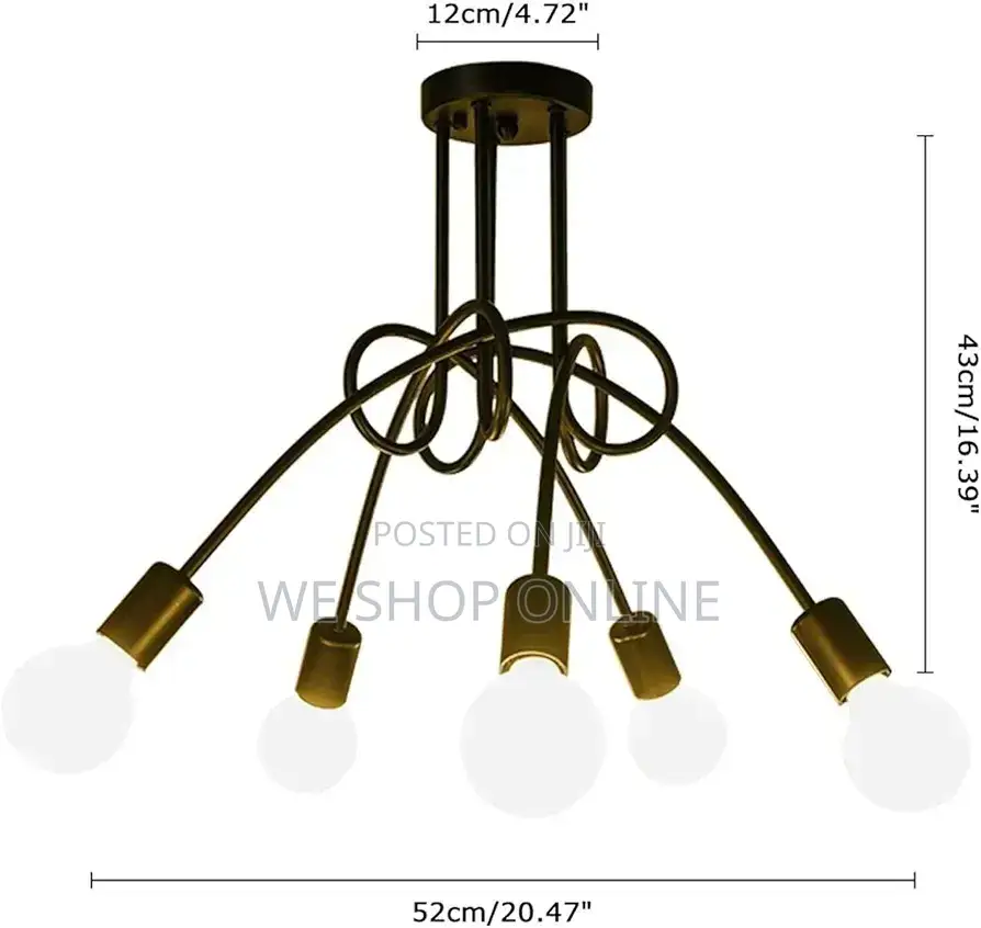 5 Way Swirl Arm Ceiling Light