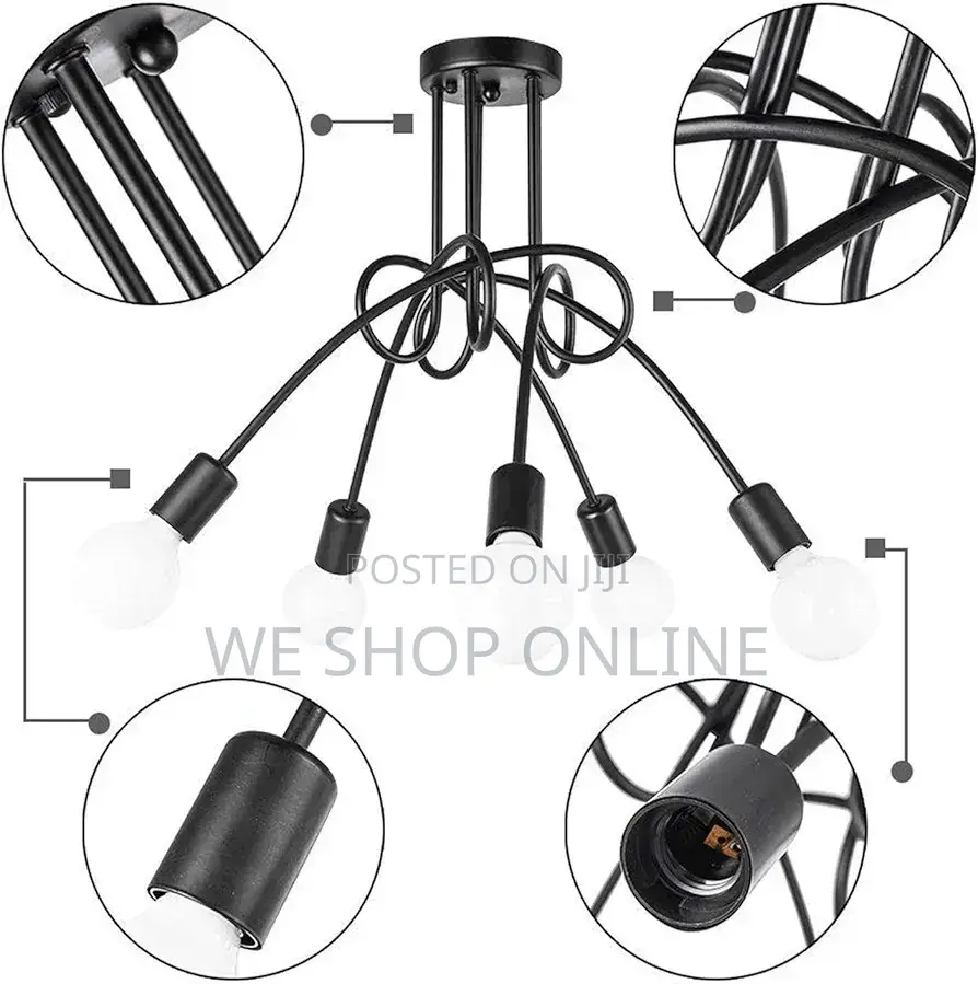 5 Way Swirl Arm Ceiling Light