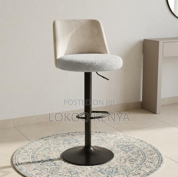 Barstool; Swivel Fluffy Fabric Adjustable Counter Bar Stool