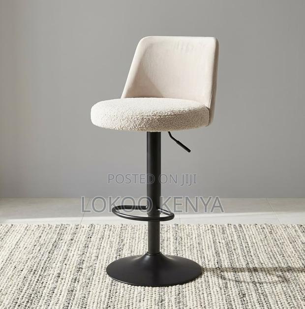 Barstool; Swivel Fluffy Fabric Adjustable Counter Bar Stool - thumbnail 2
