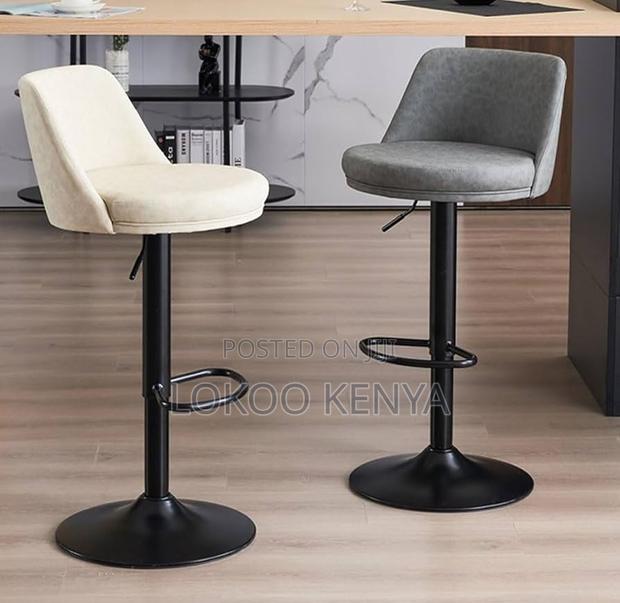 Barstool; Swivel Fluffy Fabric Adjustable Counter Bar Stool - thumbnail 5