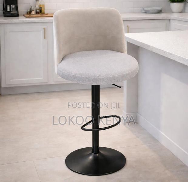 Barstool; Swivel Fluffy Fabric Adjustable Counter Bar Stool - thumbnail 6
