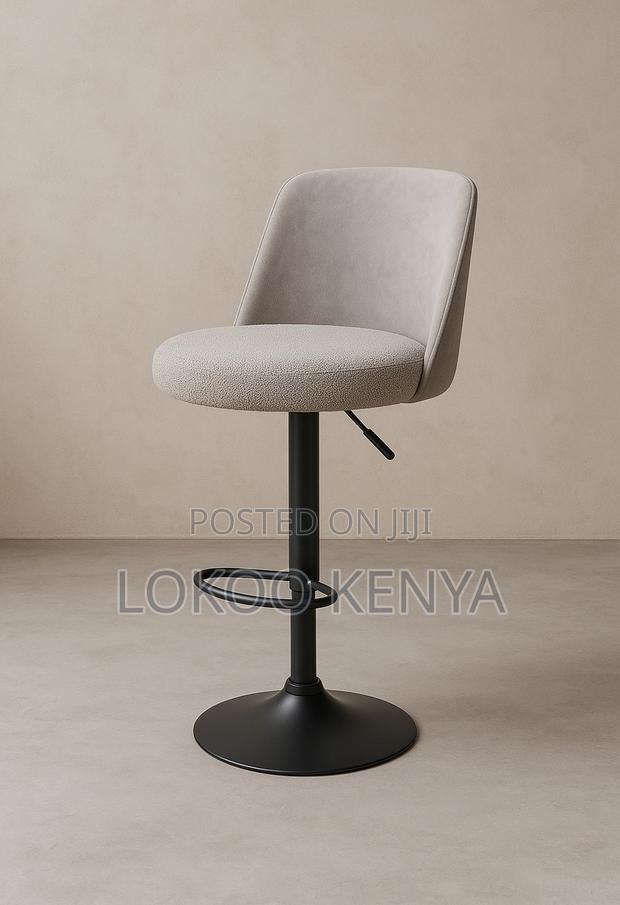 Barstool; Swivel Fluffy Fabric Adjustable Counter Bar Stool - thumbnail 8