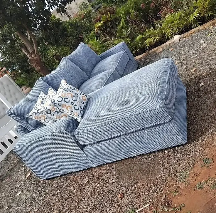 Blue Chaise L- Shaped Sofa