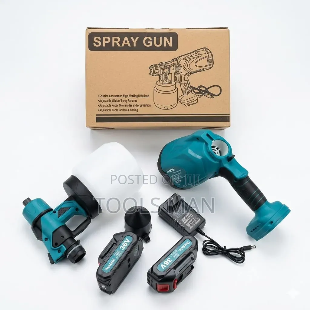 36v Cordless Electric Paint Spray Gun With 2 Batteries.