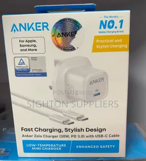 Anker Zolo Charger (30w, Pd 3.0) With a Usb-C Cable