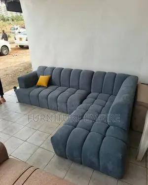 Blue- Grey Bubble L- Shaped Sofa