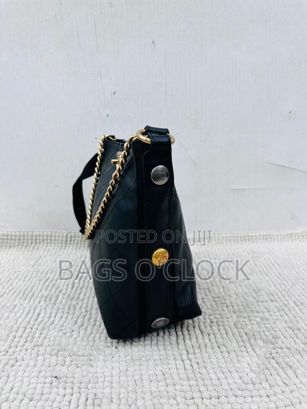 Authentic Chanel Stitched Leather Button-Up Hobo Handbag - thumbnail 2
