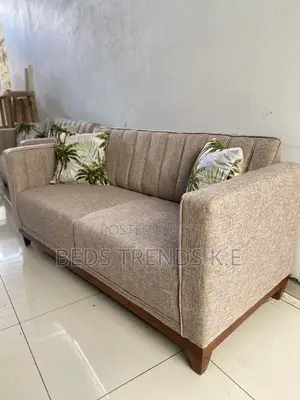 Beige 3 Seater With Wooden Base