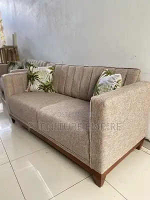 Beige 3 Seater With Wooden Base
