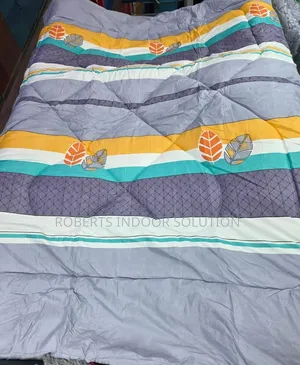 Striped Pattern With Orange and Grey Leaf Motifs