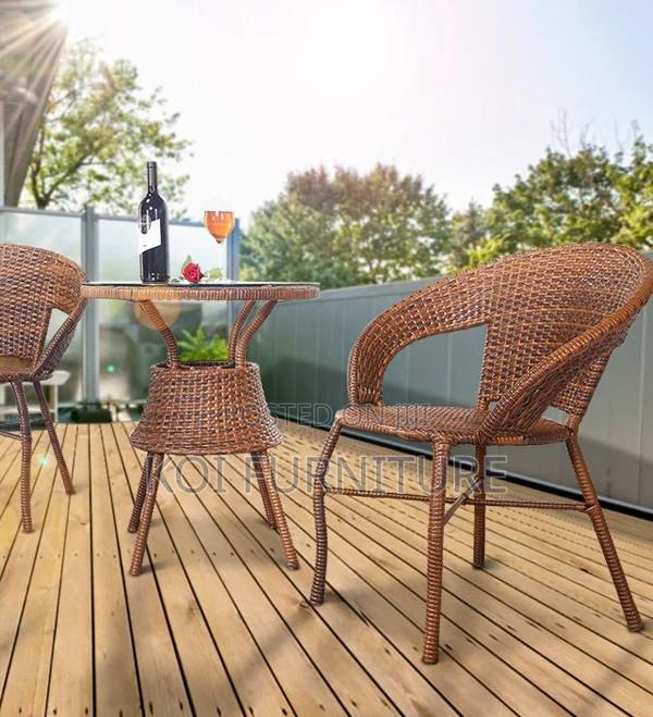 Dining Set; Two Seaters Outdoor Balcony Rattan Dining Set - thumbnail 3