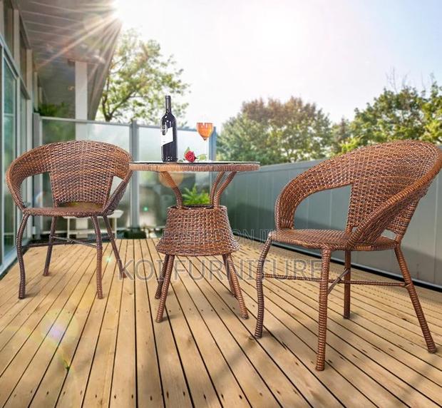Dining Set; Two Seaters Outdoor Balcony Rattan Dining Set - thumbnail 7