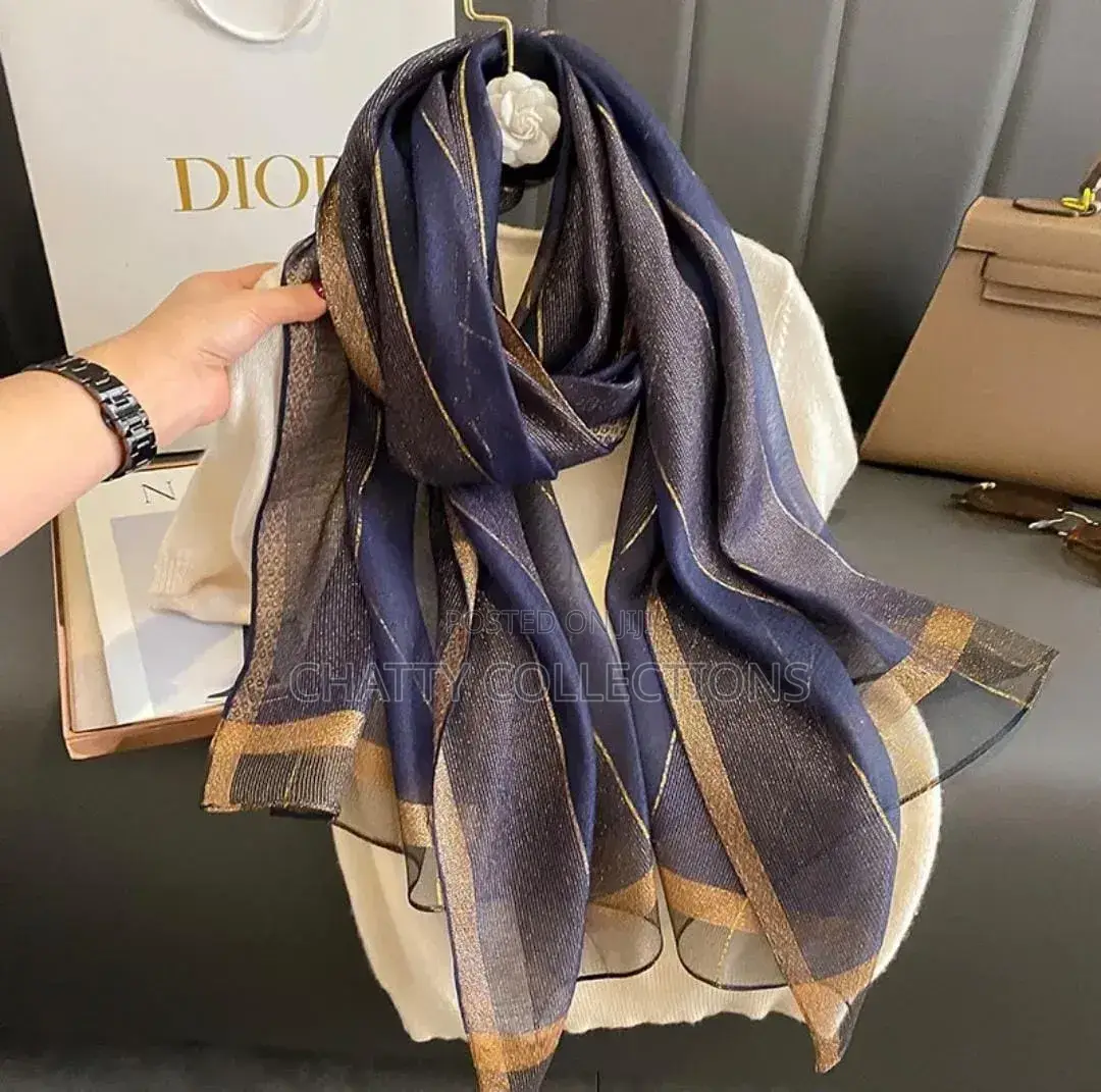 Ladies Silk Gold Threaded Scarves