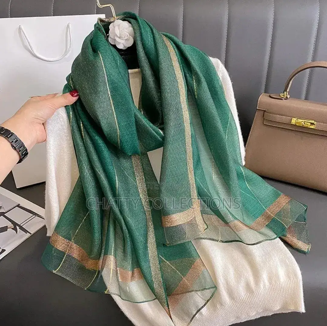 Ladies Silk Gold Threaded Scarves