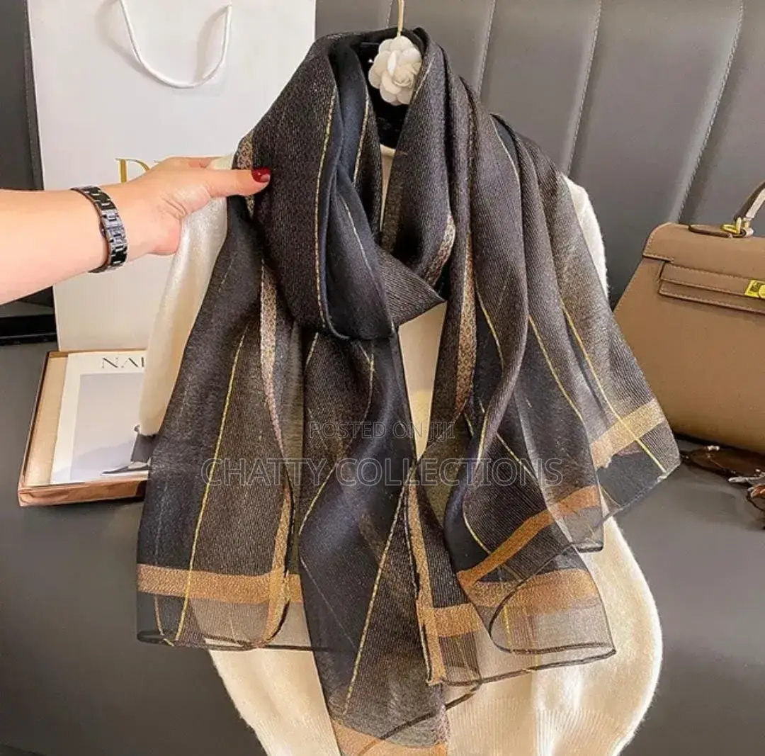 Ladies Silk Gold Threaded Scarves