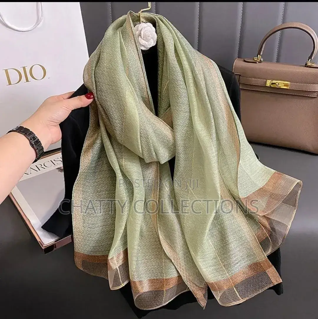 Ladies Silk Gold Threaded Scarves