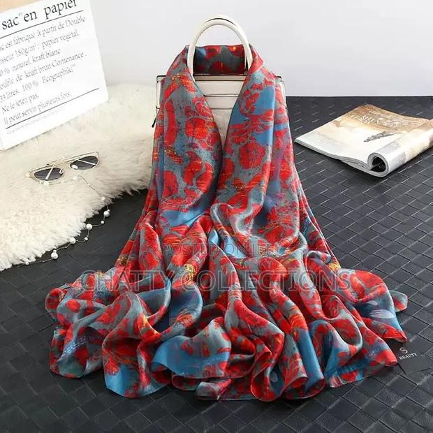 Ladies Silk Gold Threaded Scarves - thumbnail 8