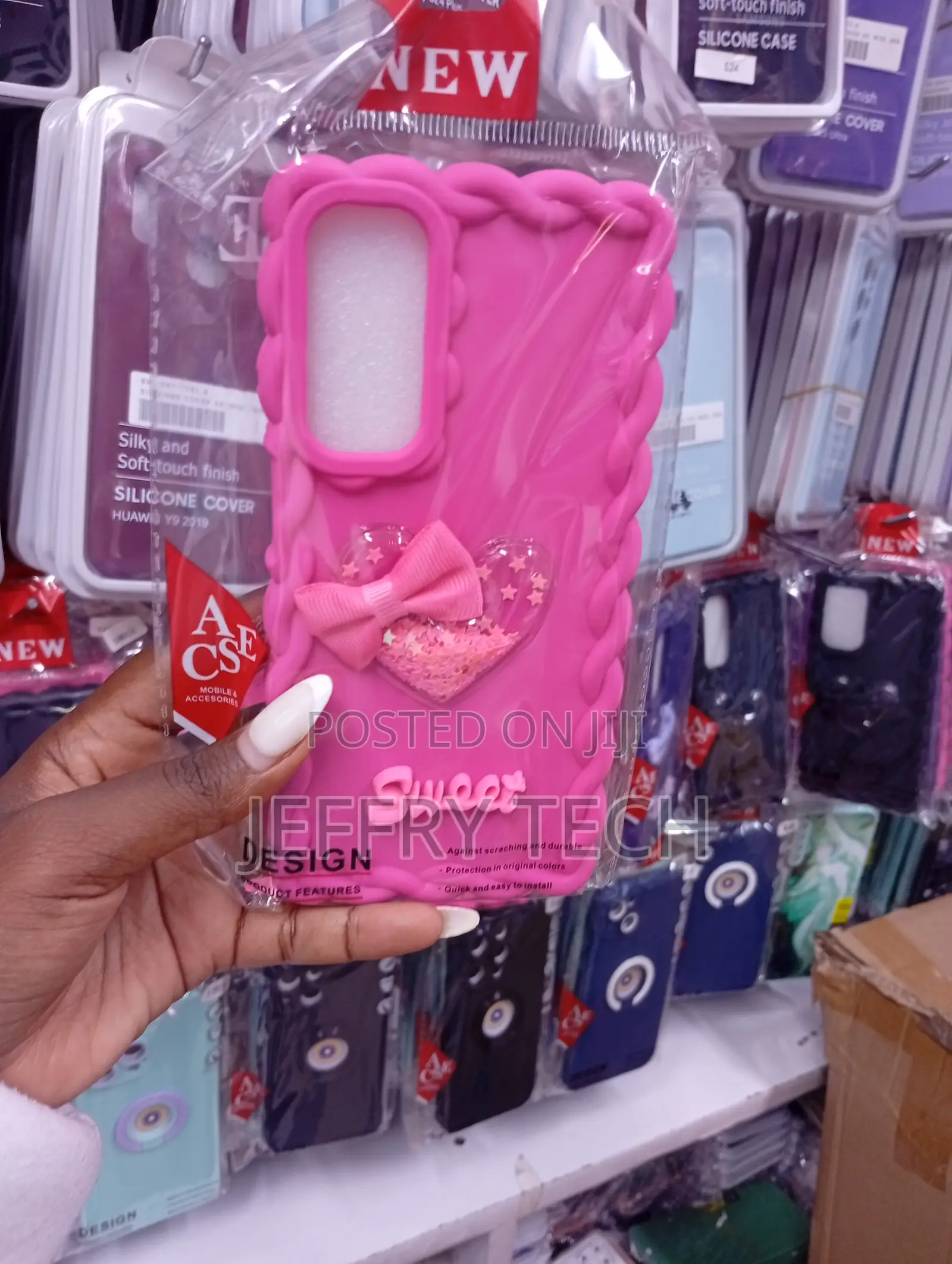 Pink Heart Phone Case Appears to Be a Silicone Cove