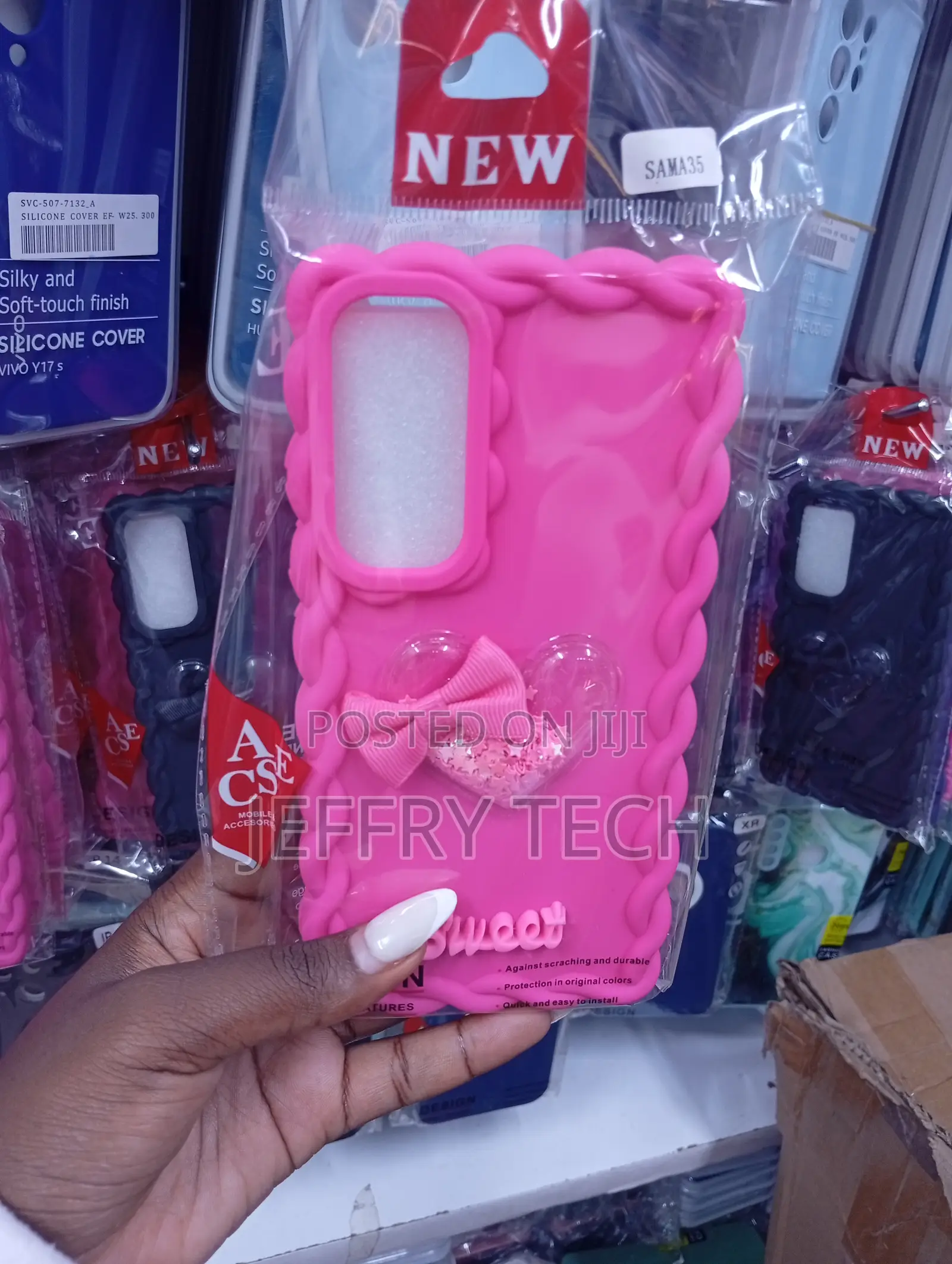 Pink Silicone Phone Case Features a Twisted Pattern Frame