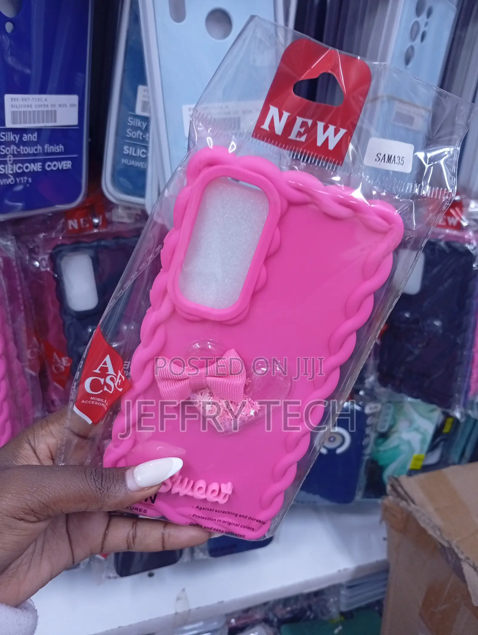 Pink Silicone Phone Case Features a Twisted Pattern Frame