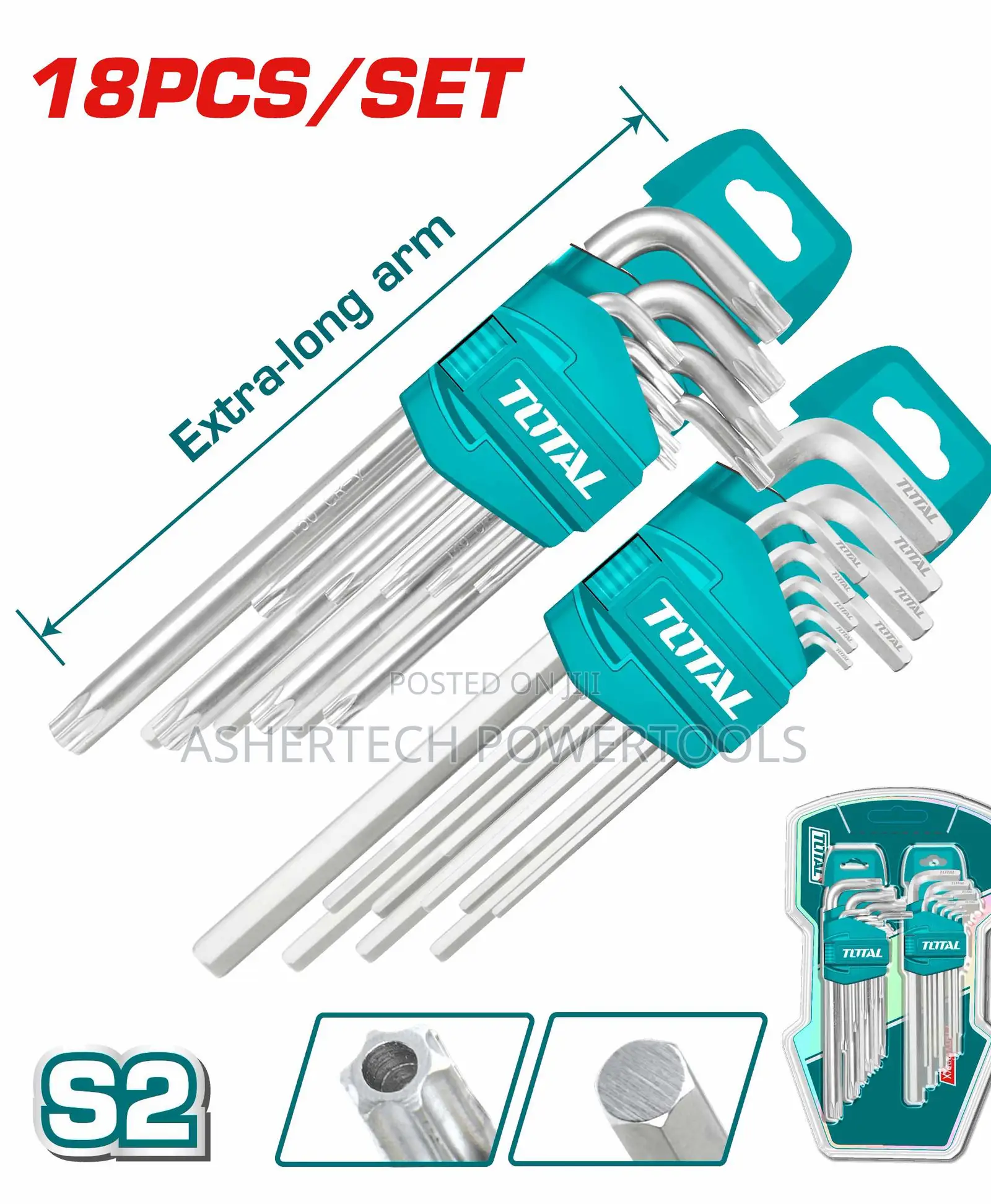 Total Tht106kt0181 18 PCS Hex Key and Torx Key Set