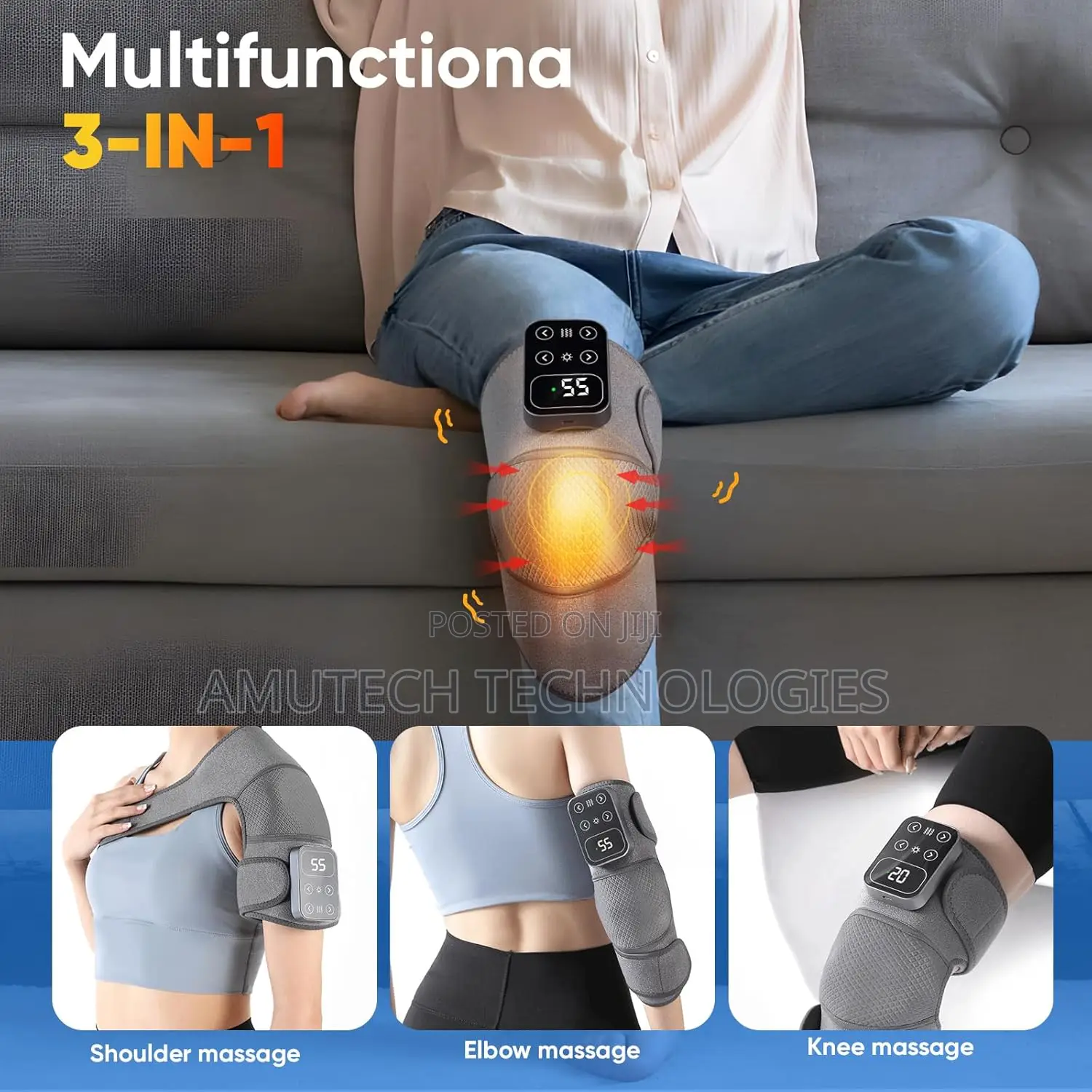 Cordless Knee Massager With Heat Vibration For Pain Relief