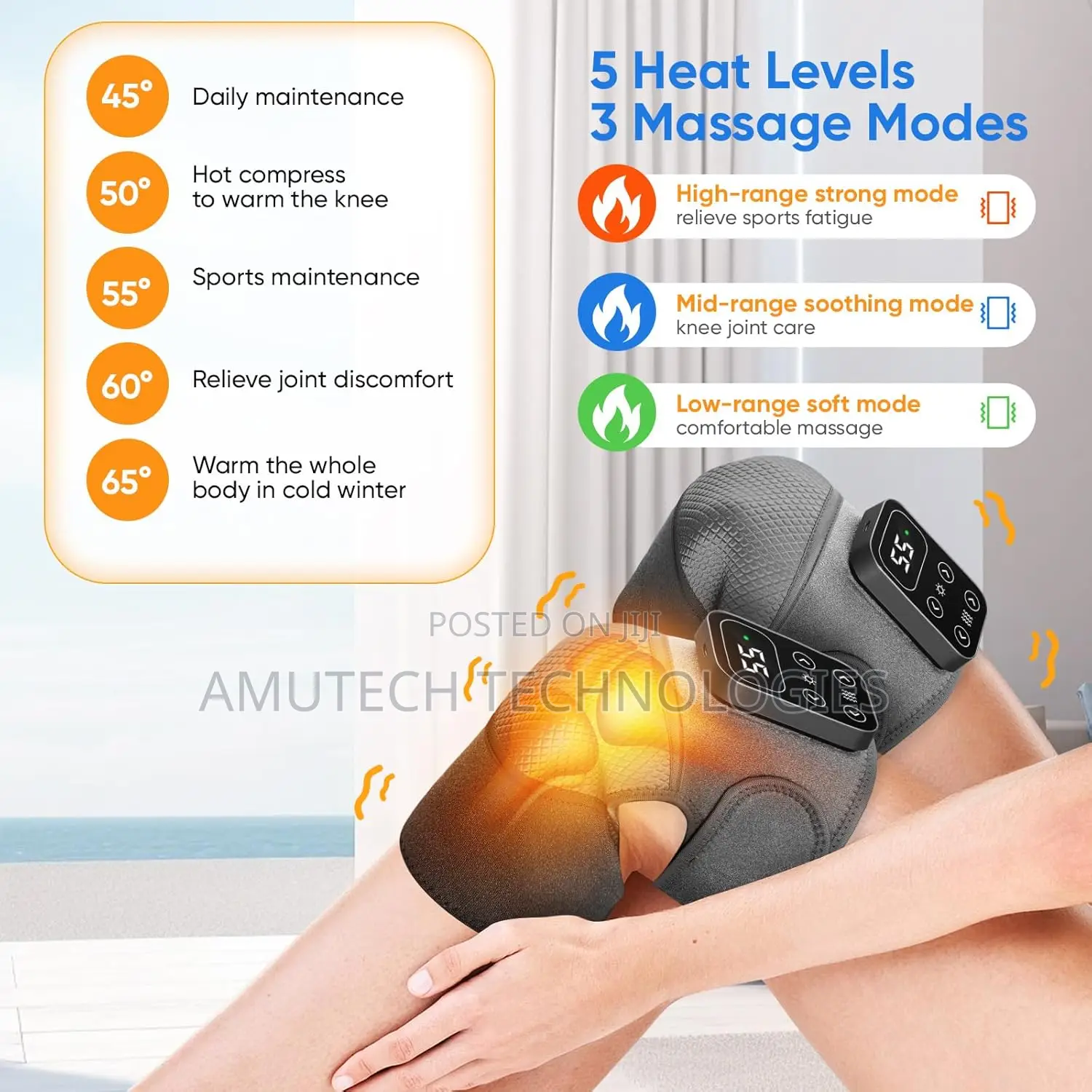 Cordless Knee Massager With Heat Vibration For Pain Relief