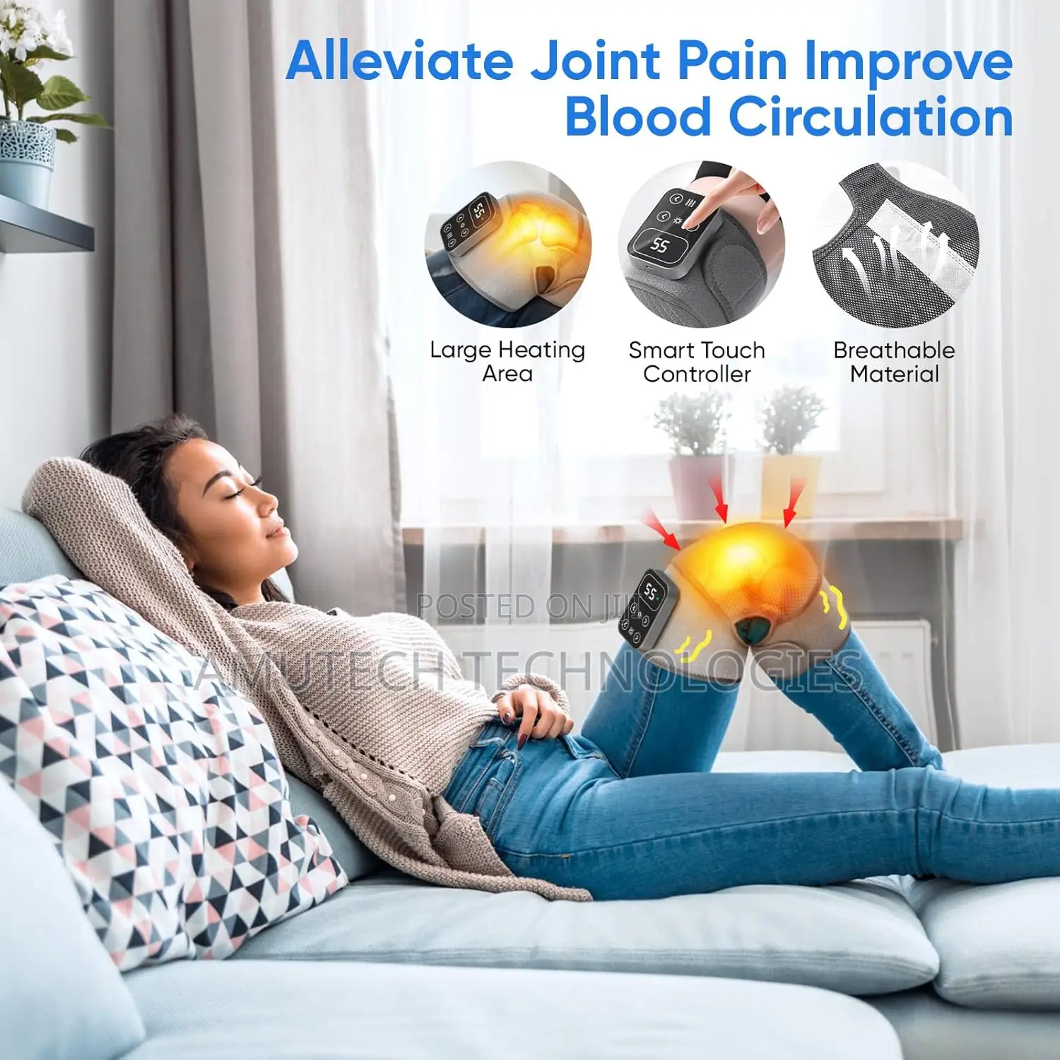 Cordless Knee Massager With Heat Vibration For Pain Relief