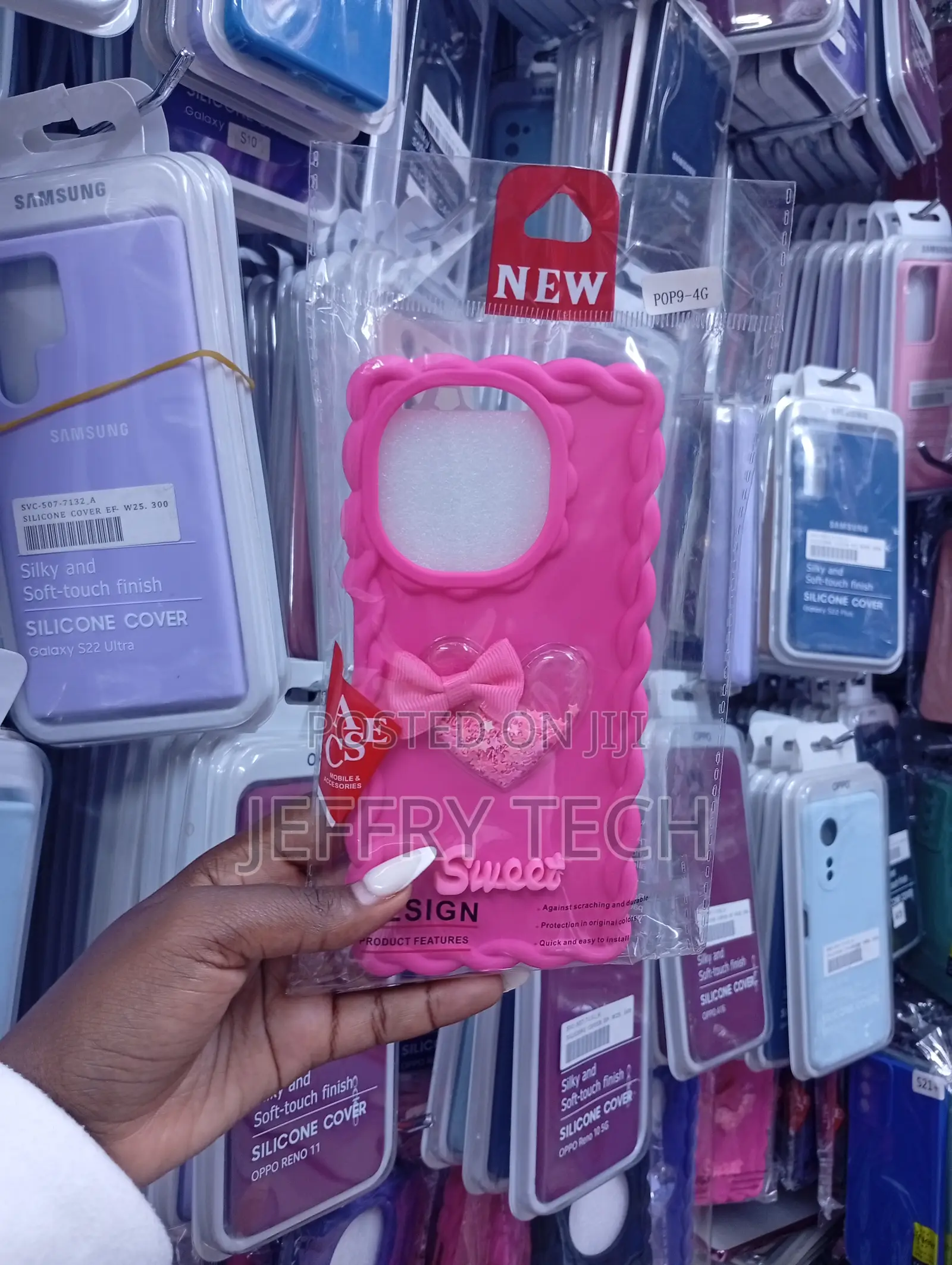 Pink Phone Case Features a Wavy Design, a Heart-Shaped Shaker Pocket